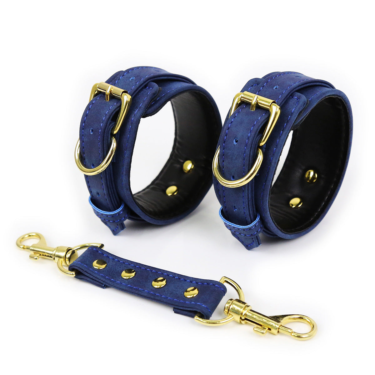 BDSM Leather Handcuffs and Leg Shackles with Chains