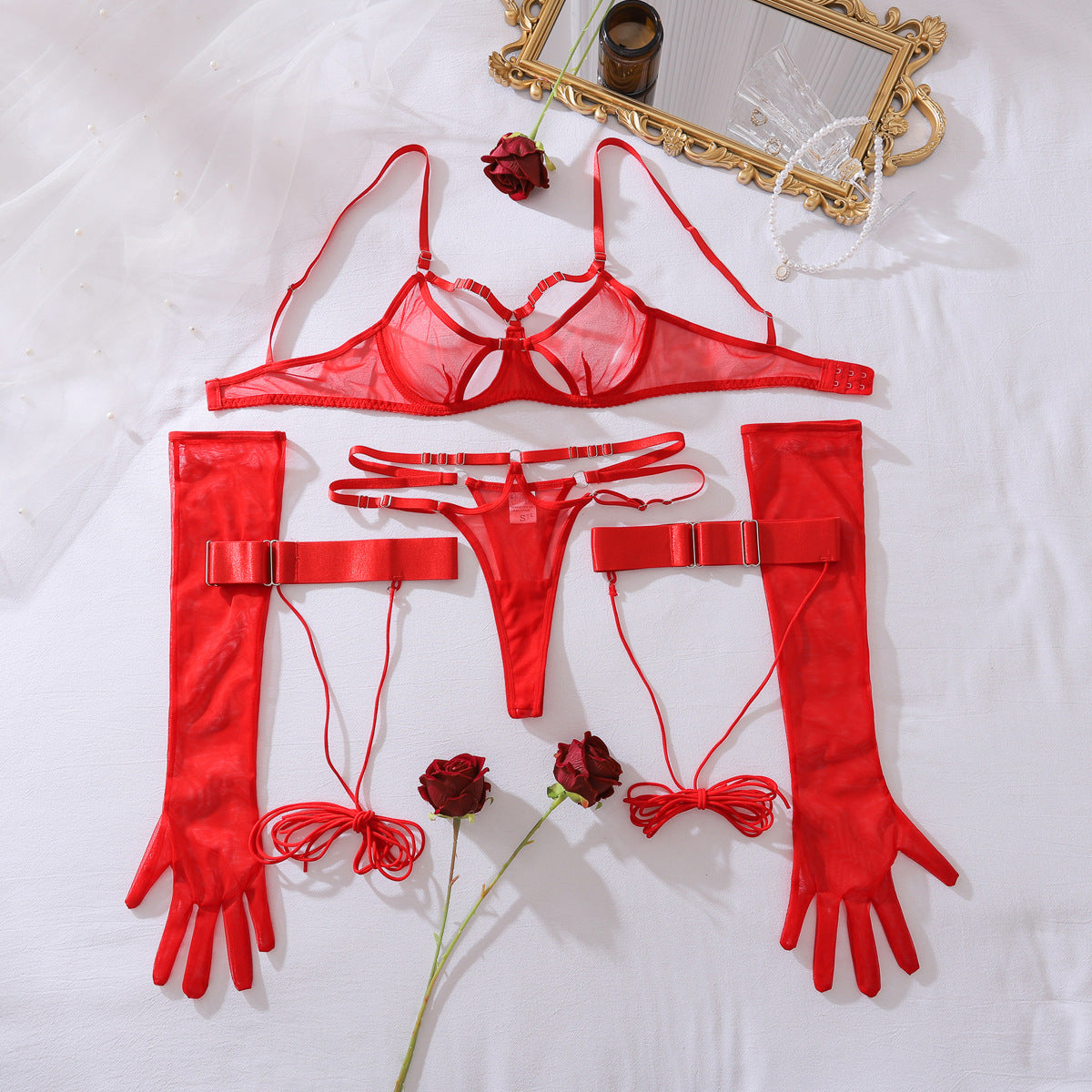 Luxurious Sheer Bra Set – Gathered, Elegant, and Alluring