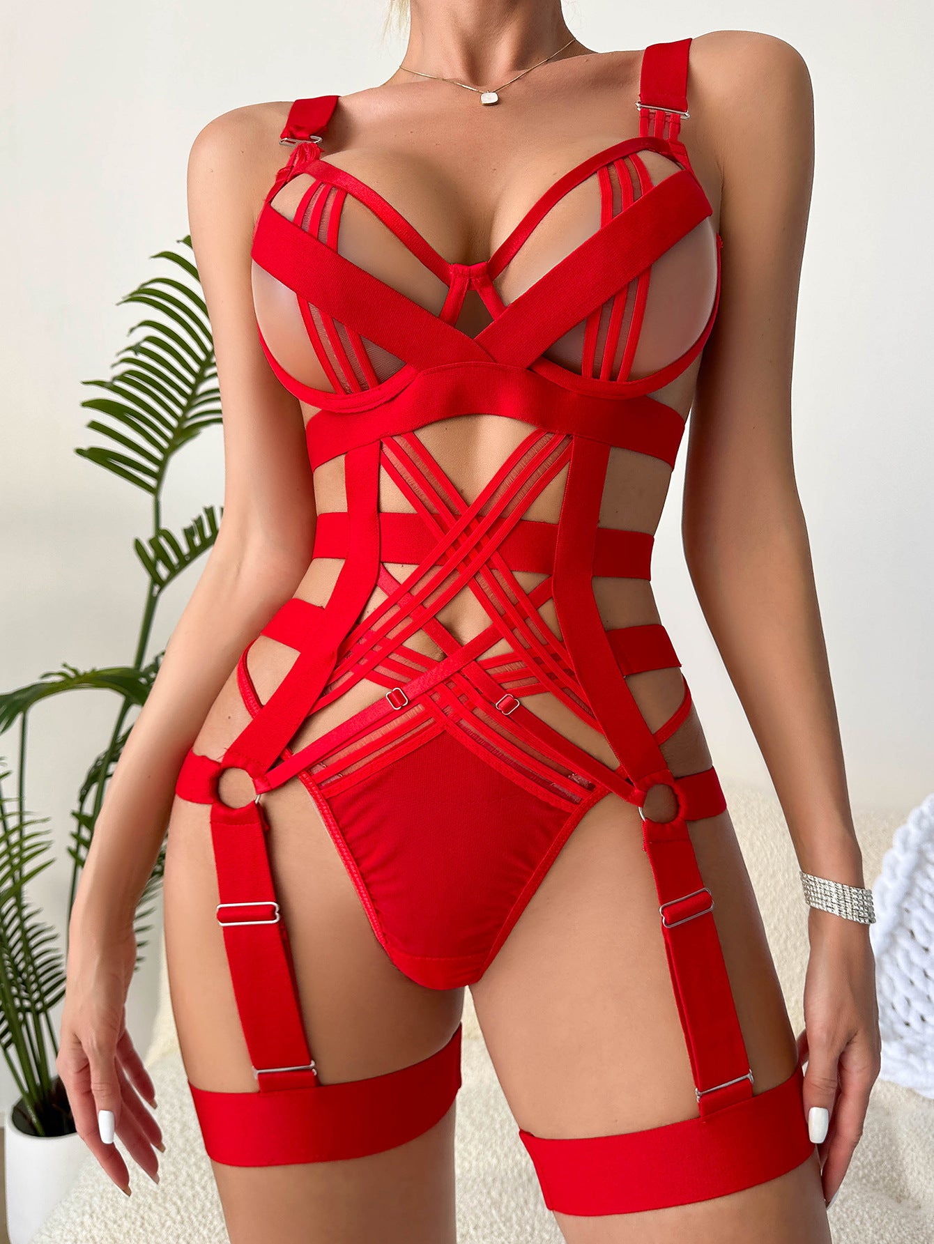 Wild motorcycle strap leg uniform temptation fun suit