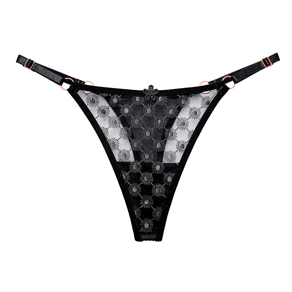 Jacquard thin mesh pure desire low waist adjustable thong