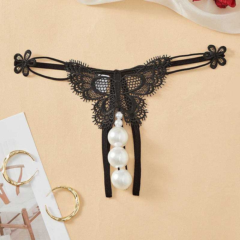 Open crotch can be filled with large pearls 3cm massage T pants