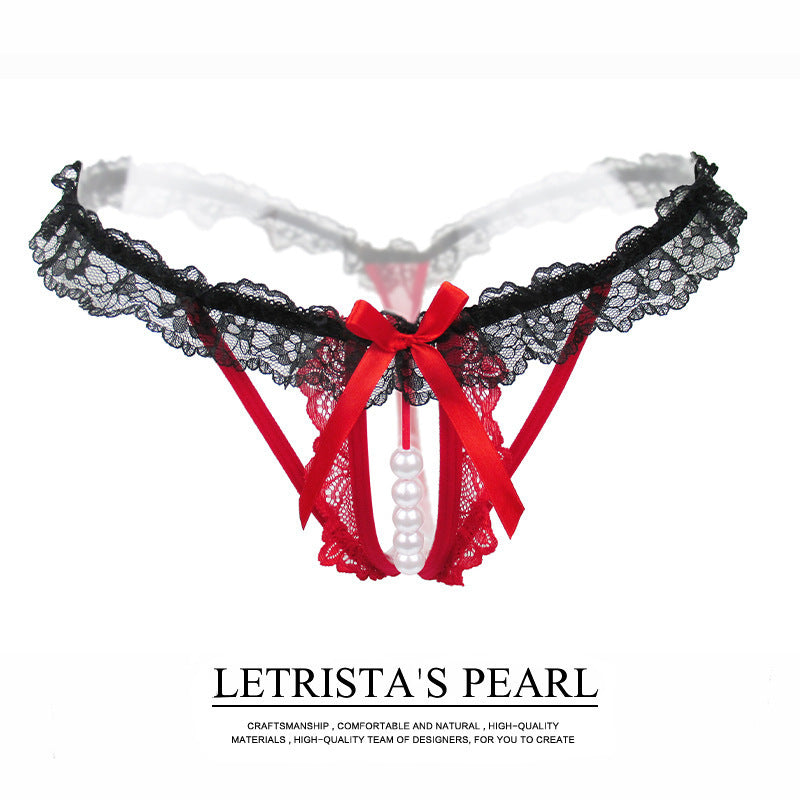 Pearl Play embroidered thong