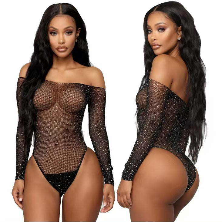 Hot diamond starry sky black silk suit