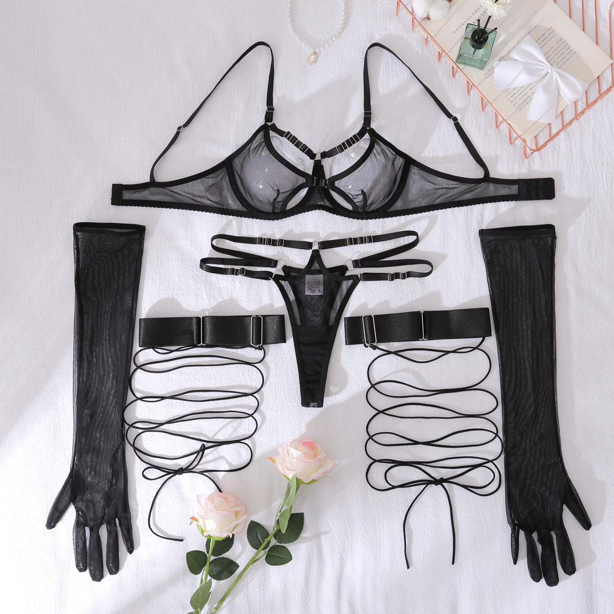 Luxurious Sheer Bra Set – Gathered, Elegant, and Alluring