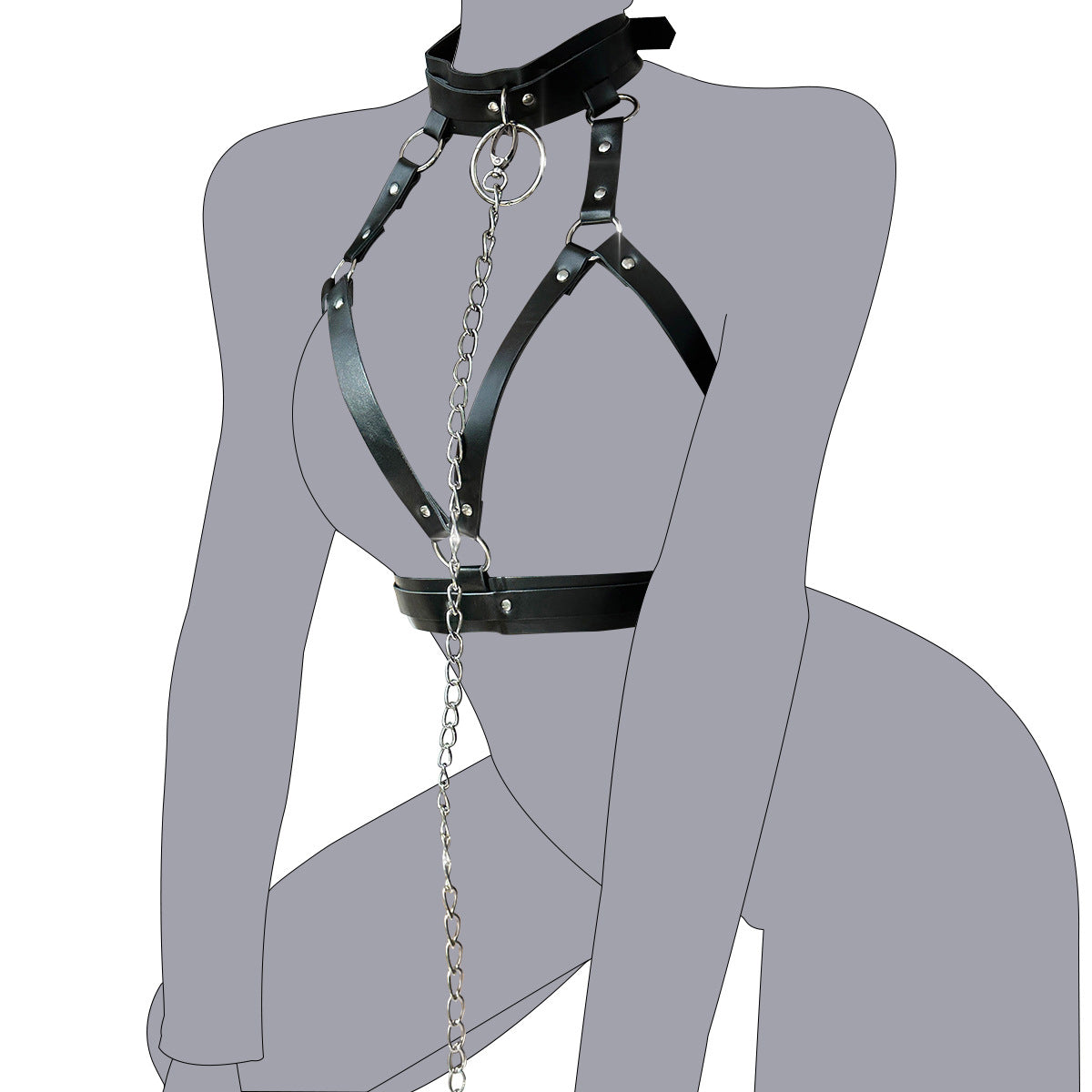 Leather corset bondage set