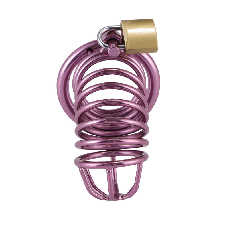 Purple Metal Chastity Cage β Male Locking Cage with Key