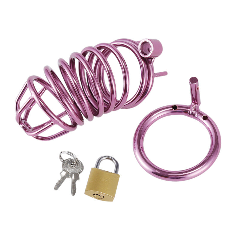Purple Metal Chastity Cage β Male Locking Cage with Key