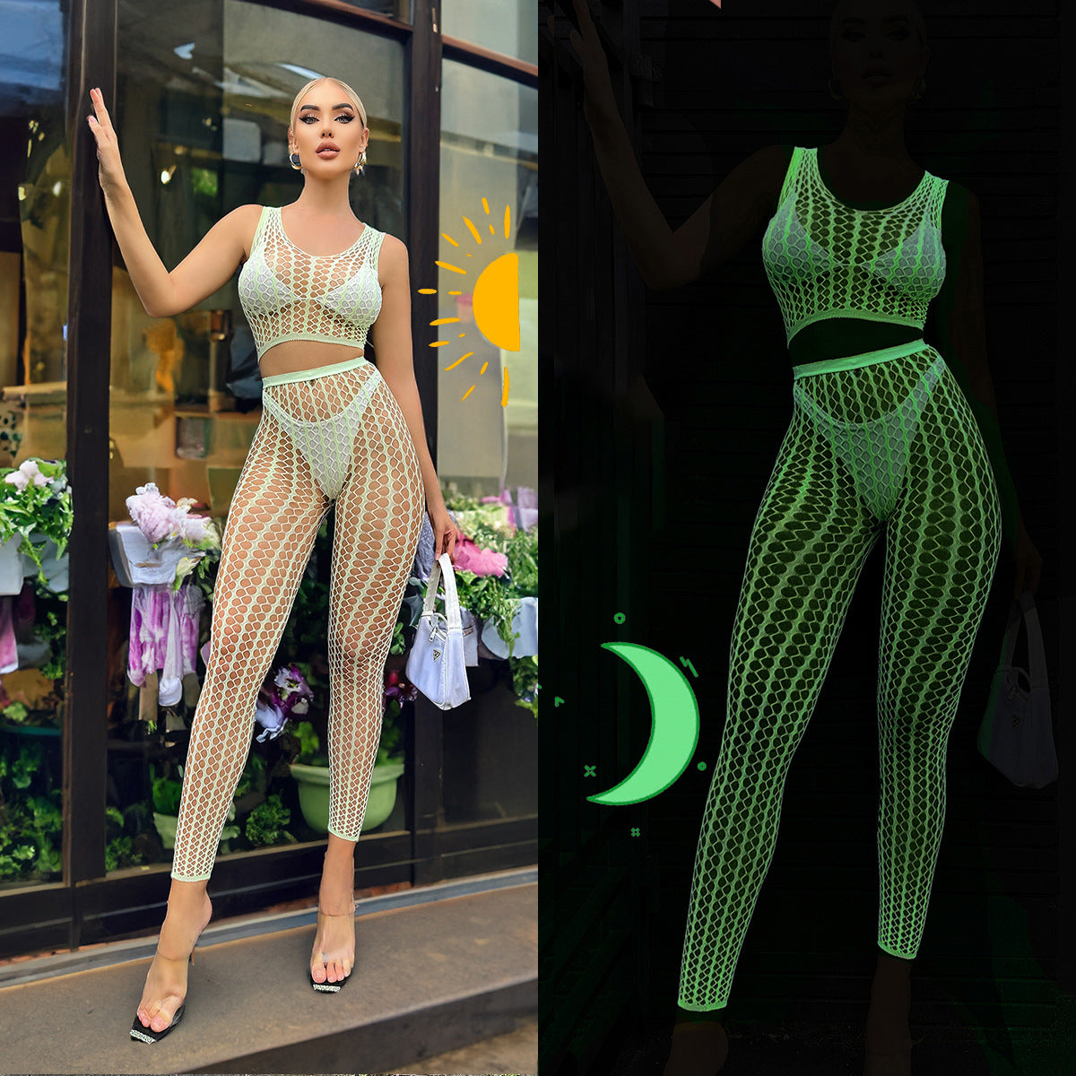 Sexy and attractive luminous one-piece stockings