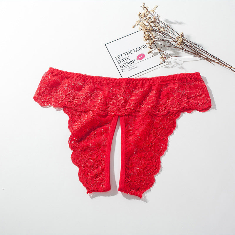 Tempting open crotch lace sexy panties