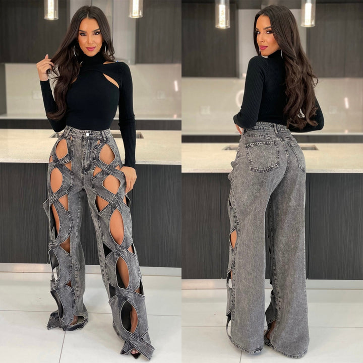 Twist Cutout Straight-Leg Denim Jeans