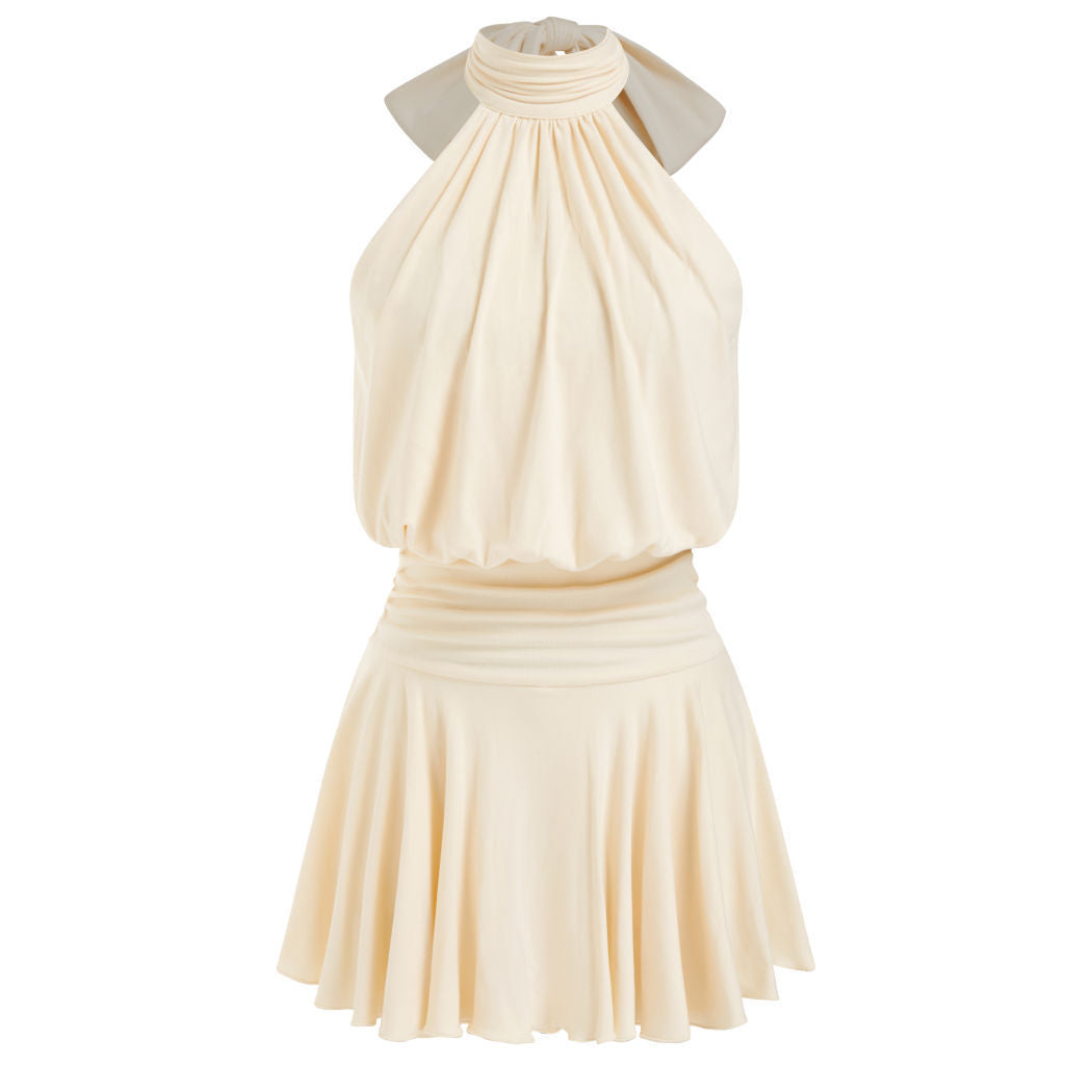 Elegant Halter Skater Mini Dress