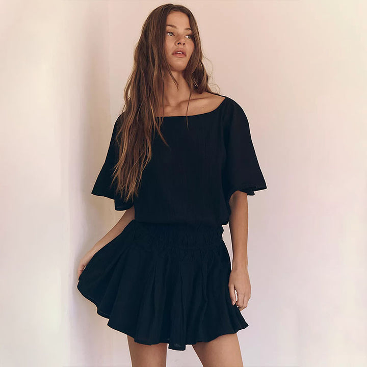 Relaxed Off-Shoulder Resort Romper Dress