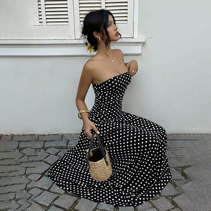 Strapless Polka Dot Maxi Dress
