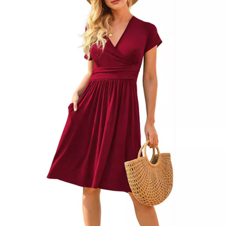 Elegant Floral Wrap Midi Dress