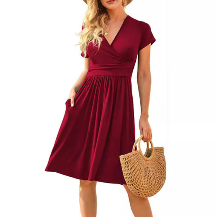 Elegant Floral Wrap Midi Dress