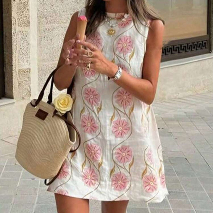 Pink Floral Sleeveless Tank Dress