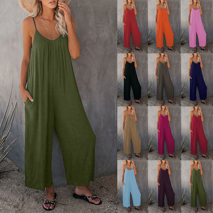 Spaghetti Strap Wide Leg Jumpsuit
