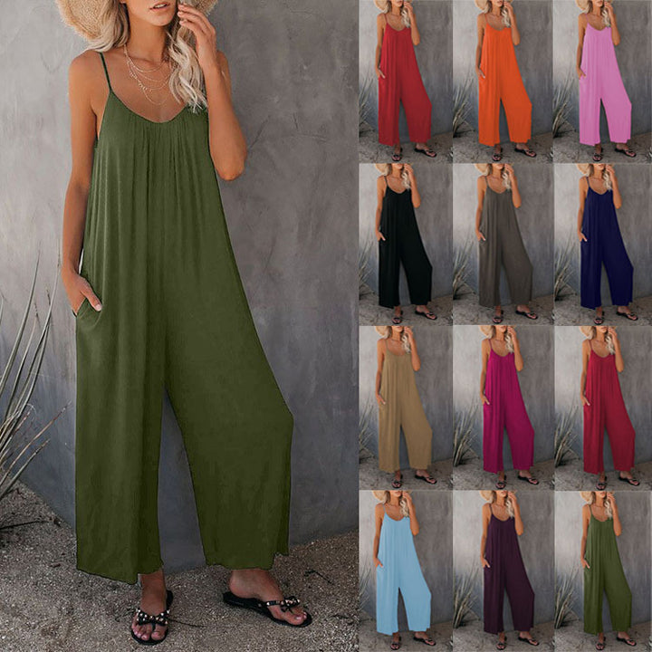 Spaghetti Strap Wide Leg Jumpsuit