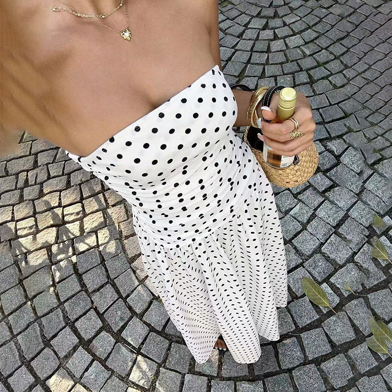 Strapless Polka Dot Maxi Dress