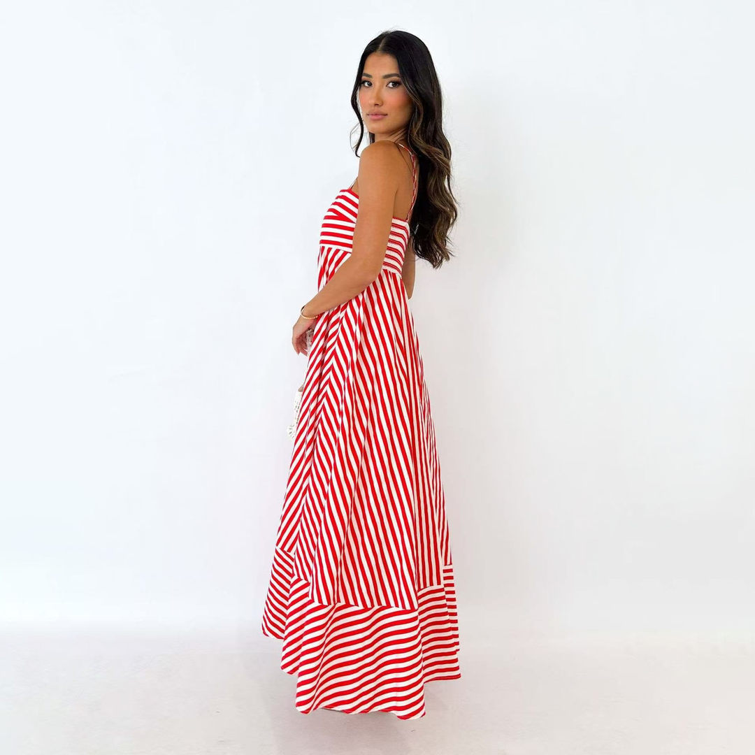 Striped Spaghetti Strap Maxi Dress