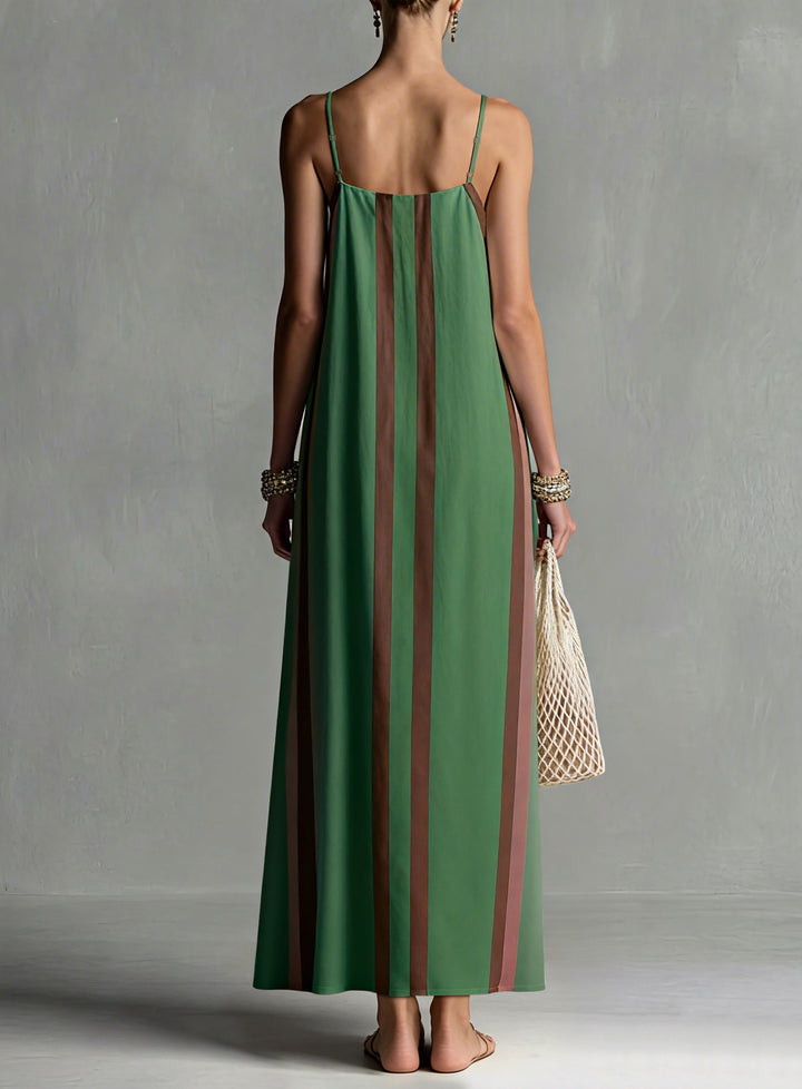 Striped Spaghetti Strap Maxi Dress