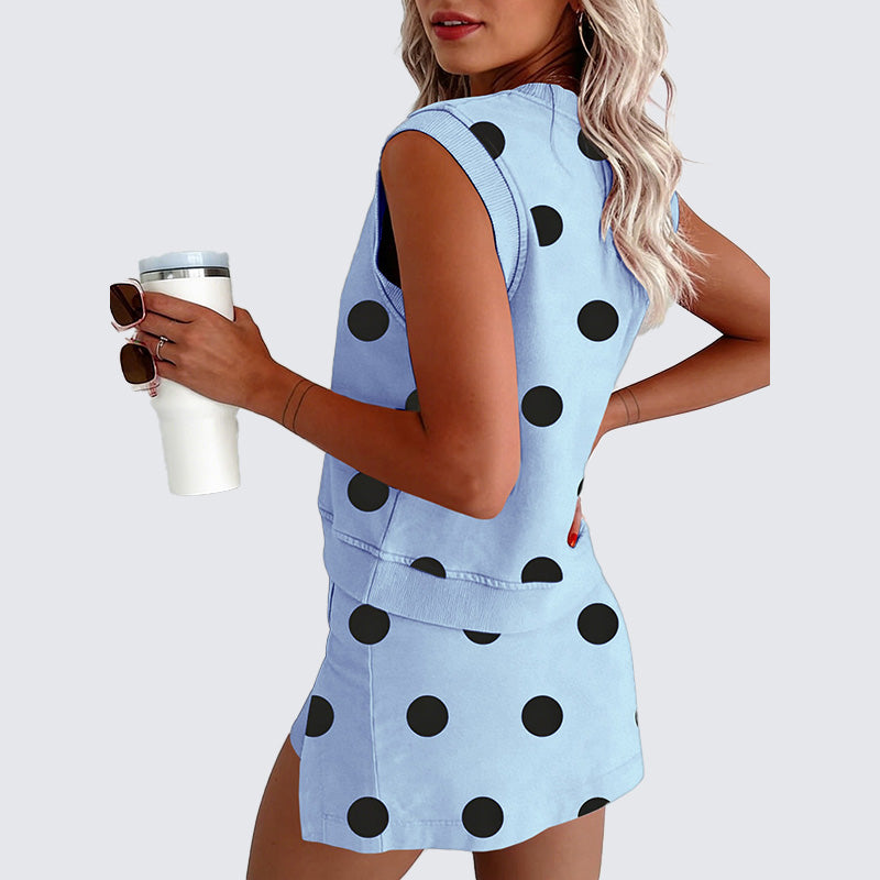 Relaxed Polka Dot Top &amp; Skort Set