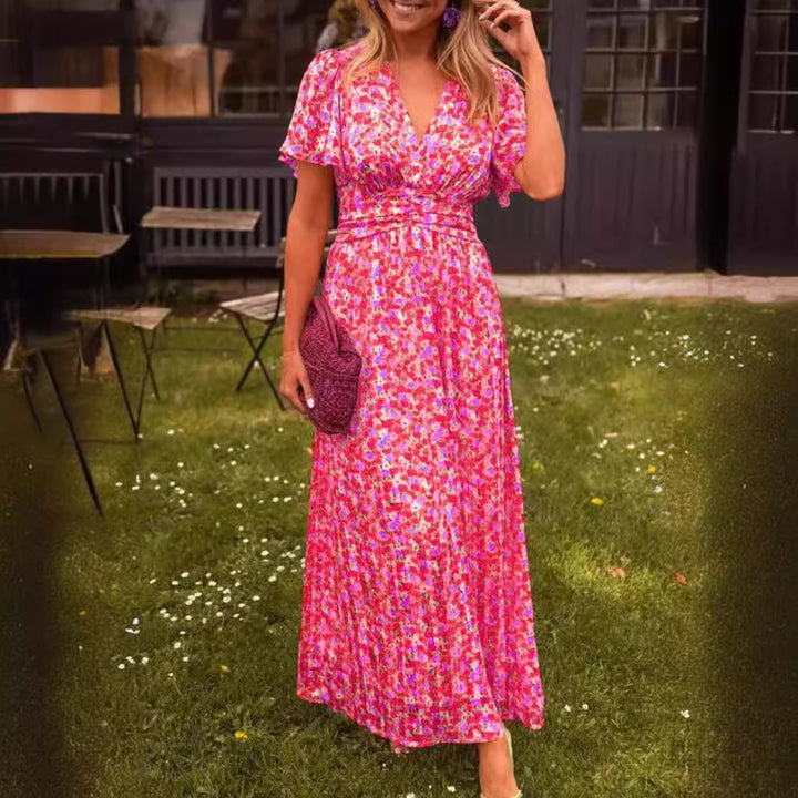 Elegant Floral V-Neck Maxi Dress