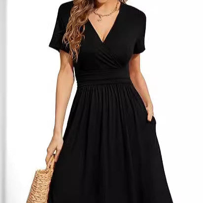 Elegant Floral Wrap Midi Dress