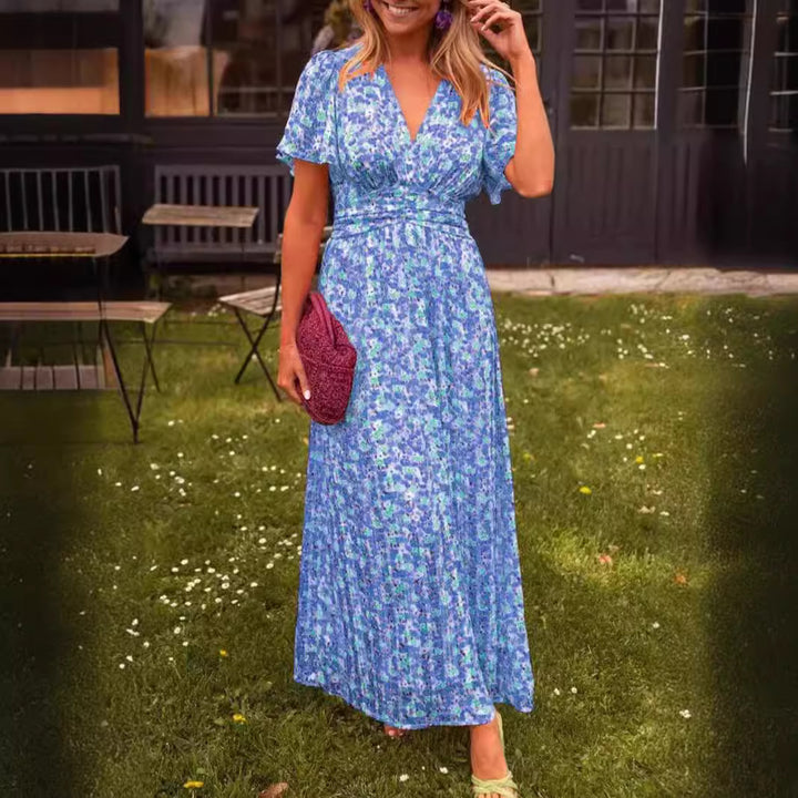 Elegant Floral V-Neck Maxi Dress