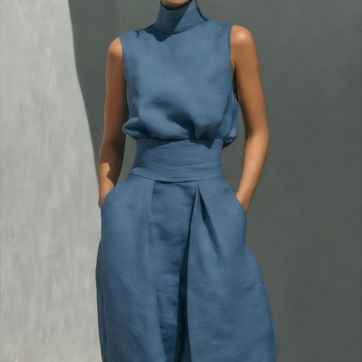 Linen Blend Sleeveless Top &amp; Wide Leg Pants Set