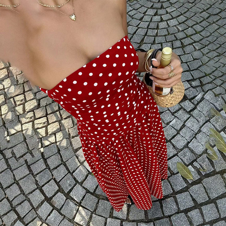 Strapless Polka Dot Maxi Dress