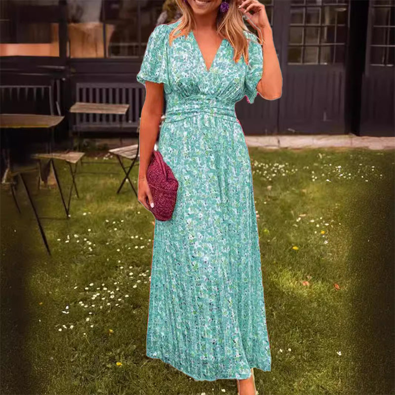 Elegant Floral V-Neck Maxi Dress
