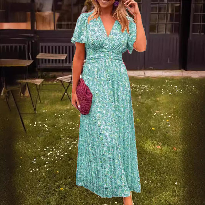 Elegant Floral V-Neck Maxi Dress