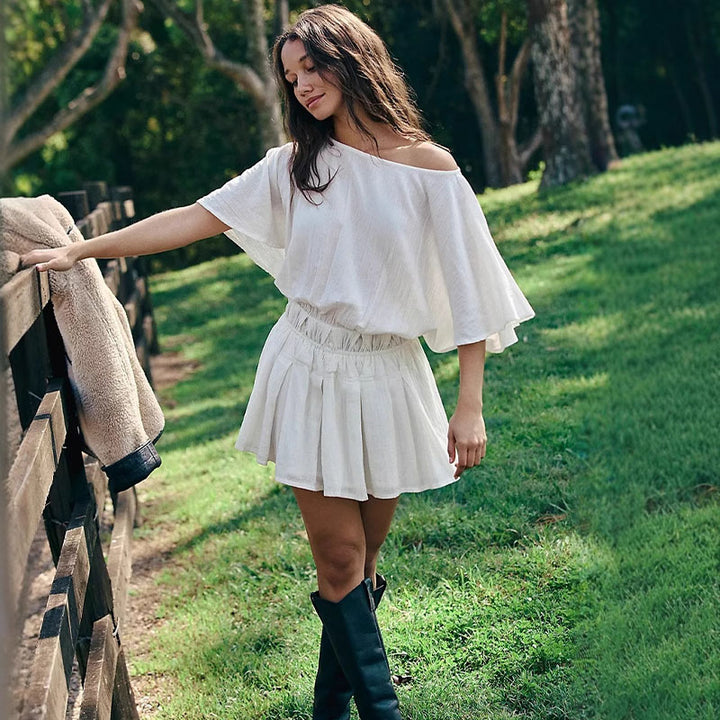 Relaxed Off-Shoulder Resort Romper Dress