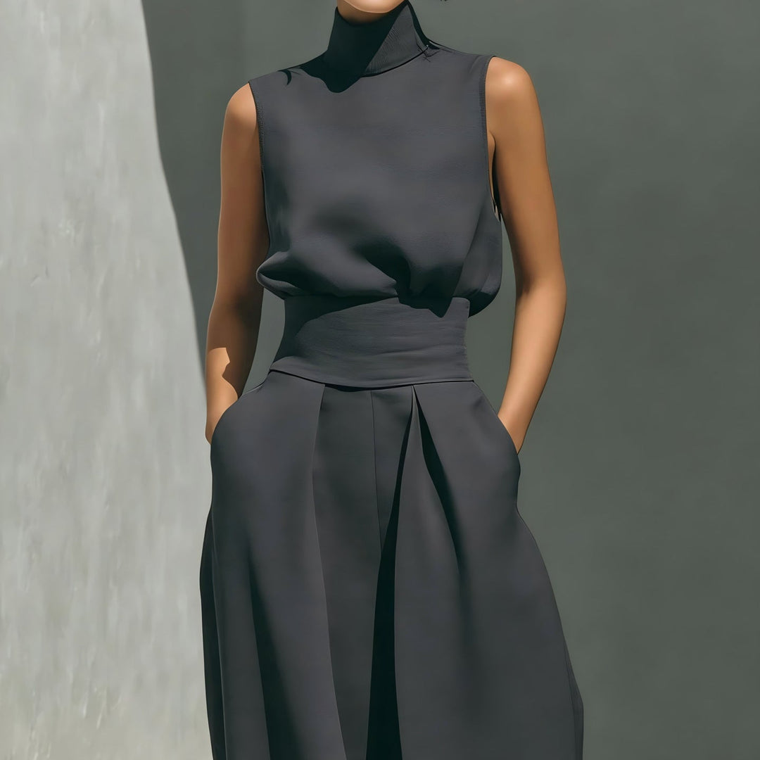 Linen Blend Sleeveless Top &amp; Wide Leg Pants Set