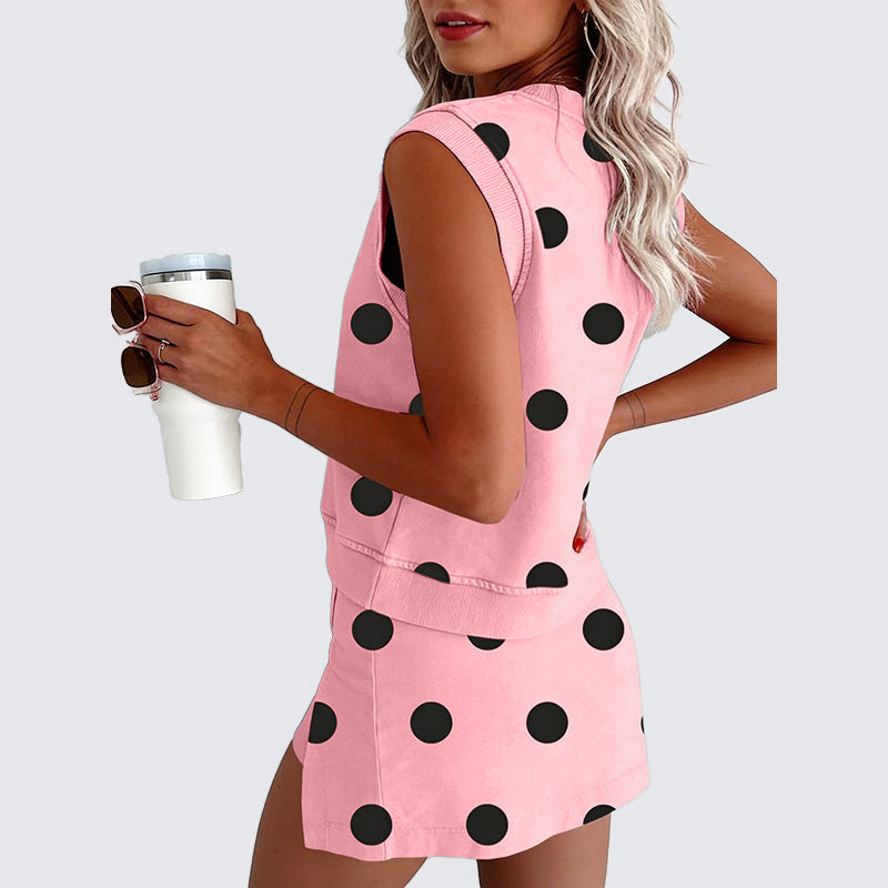 Relaxed Polka Dot Top &amp; Skort Set