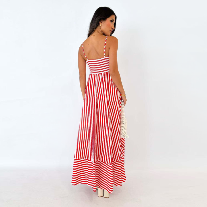 Striped Spaghetti Strap Maxi Dress
