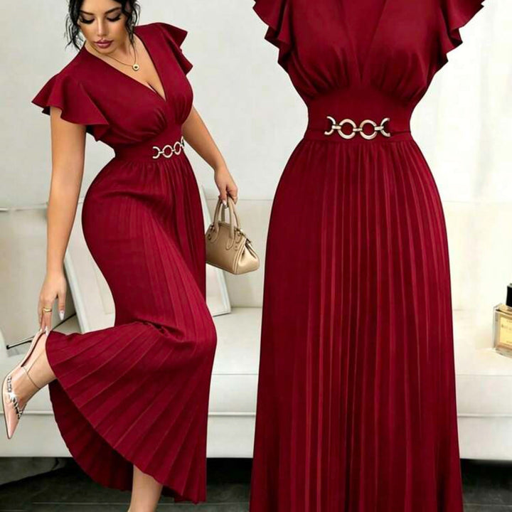 Elegant Black Pleated Maxi Dress