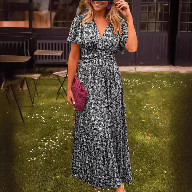 Elegant Floral V-Neck Maxi Dress