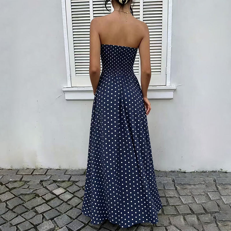 Strapless Polka Dot Maxi Dress