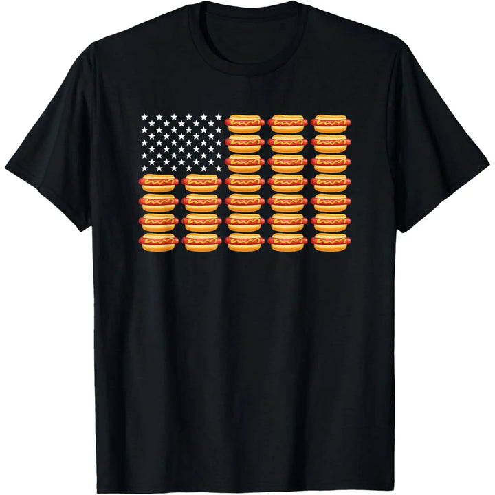 Retro Washed Cotton Hot Dog American Flag T-Shirt