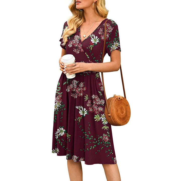 Elegant Floral Wrap Midi Dress