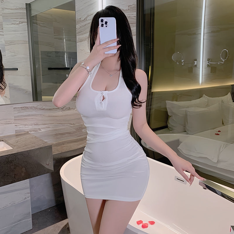 Pure desire style halterneck hip-wrapped slim dress