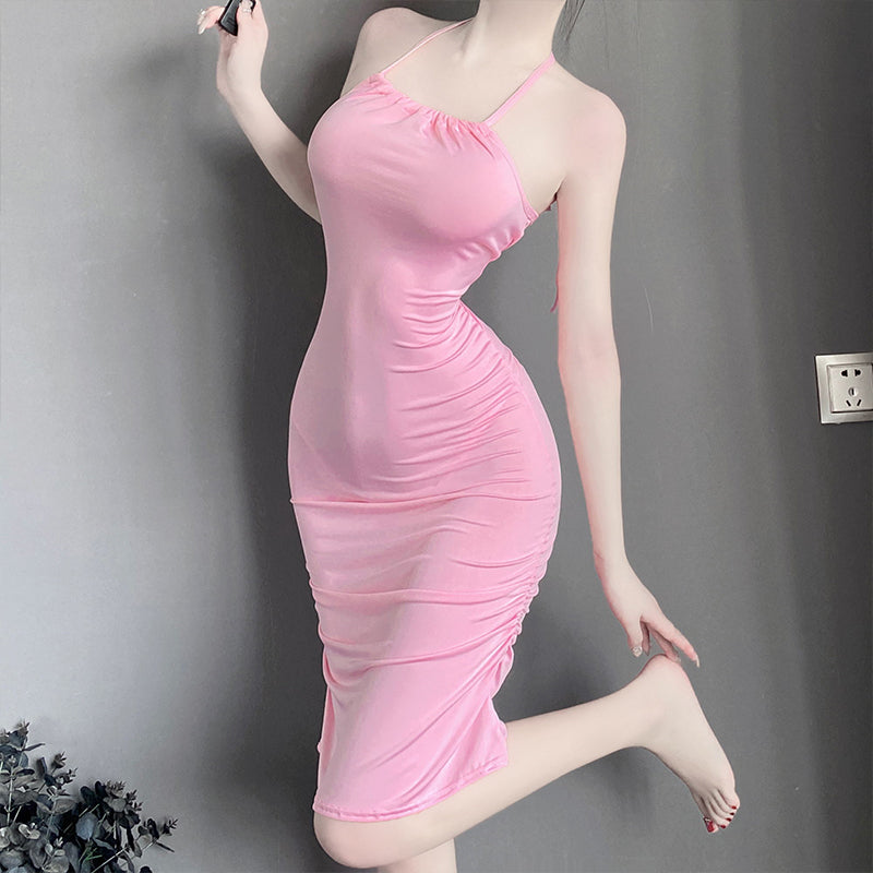Sexy slim fit hip-hugging see-through dress