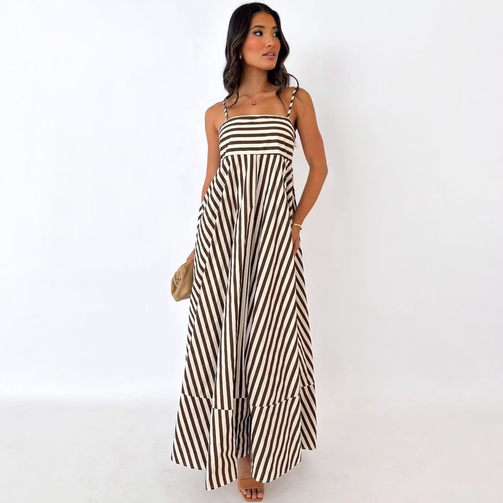 Striped Spaghetti Strap Maxi Dress