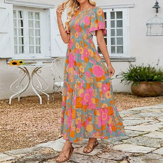 Elegant Boho Floral Maxi Dress
