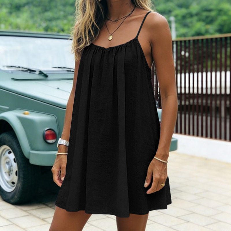 Ruched Backless Cami Mini Dress