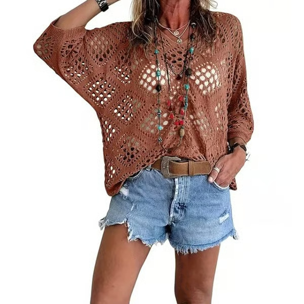 Open Knit Batwing Sleeve Cover-Up