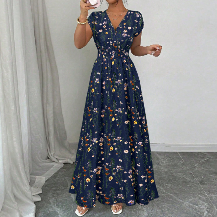 Floral Surplice Maxi Dress