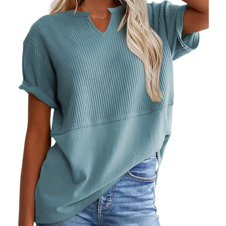 Soft Knit V-Neck Short Sleeve Top